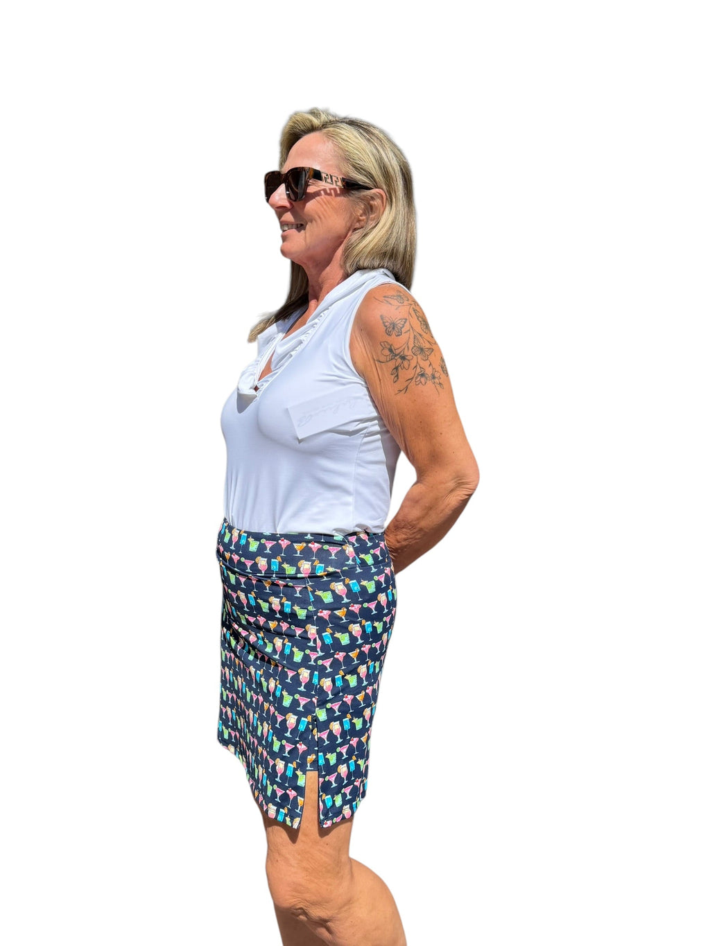 Pull - on Zip Skort with UPF50+ Happy Hour - Back of the Bay Boutique