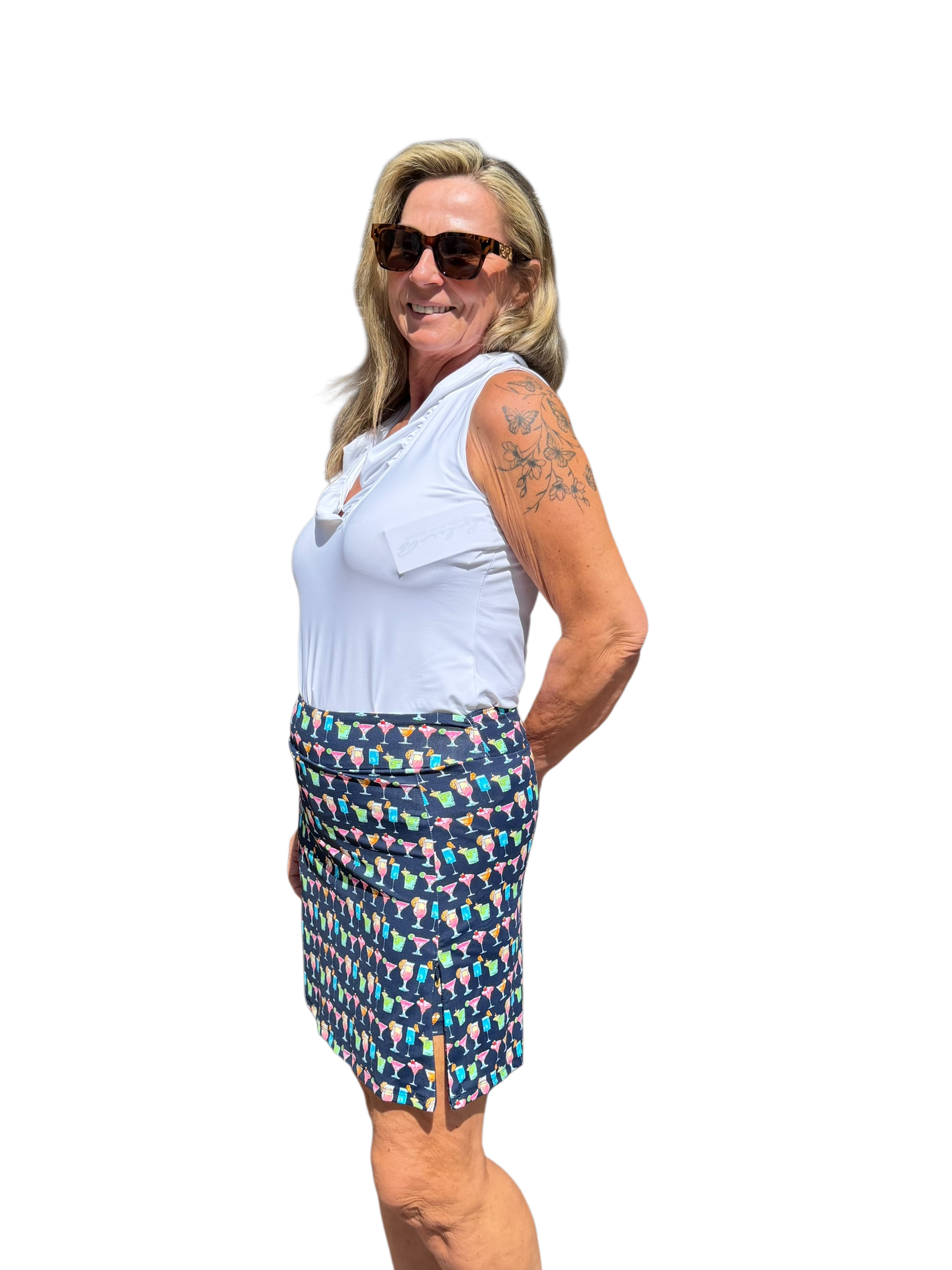 Pull - on Zip Skort with UPF50+ Happy Hour - Back of the Bay Boutique