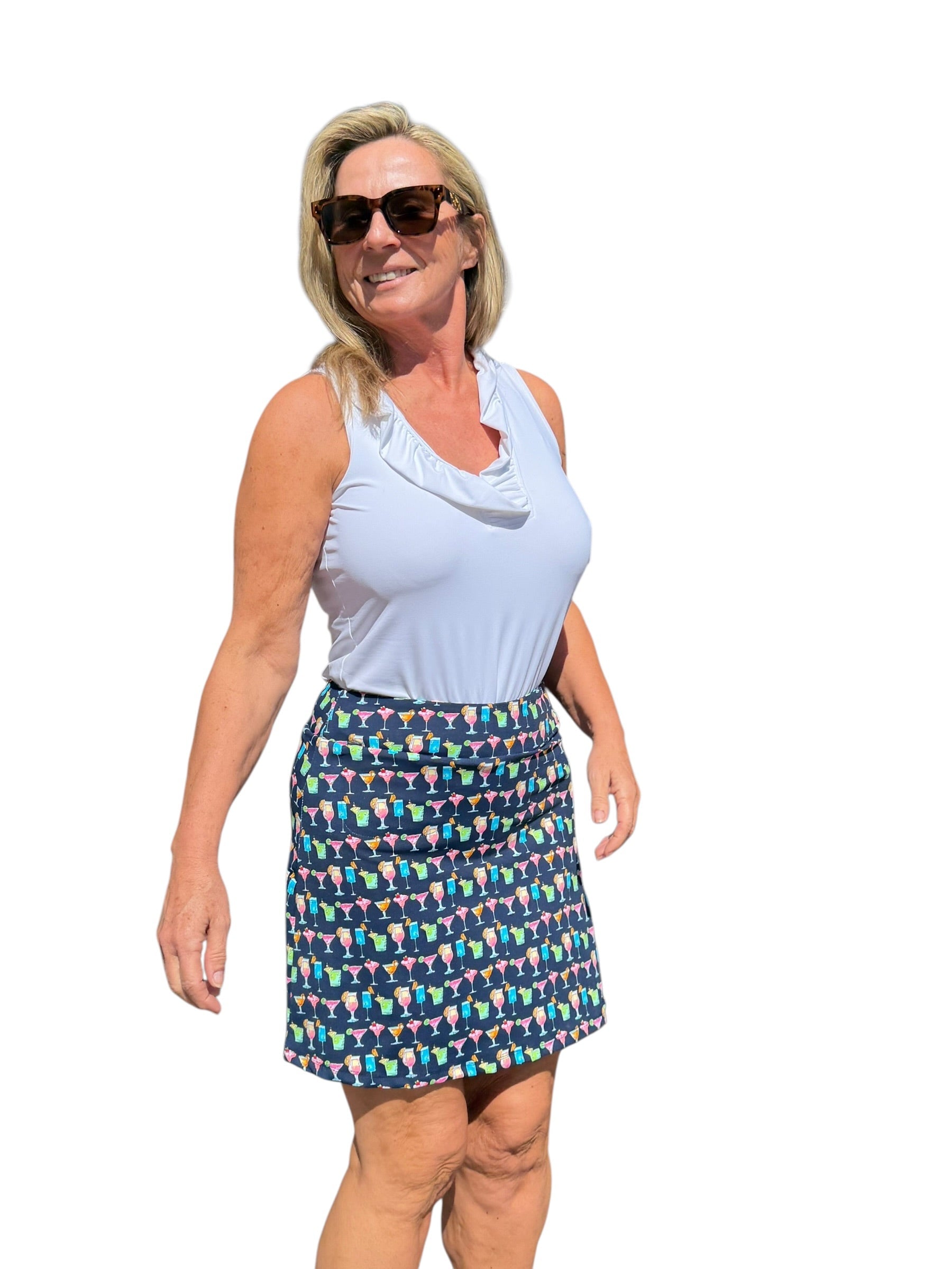 Pull - on Zip Skort with UPF50+ Happy Hour - Back of the Bay Boutique