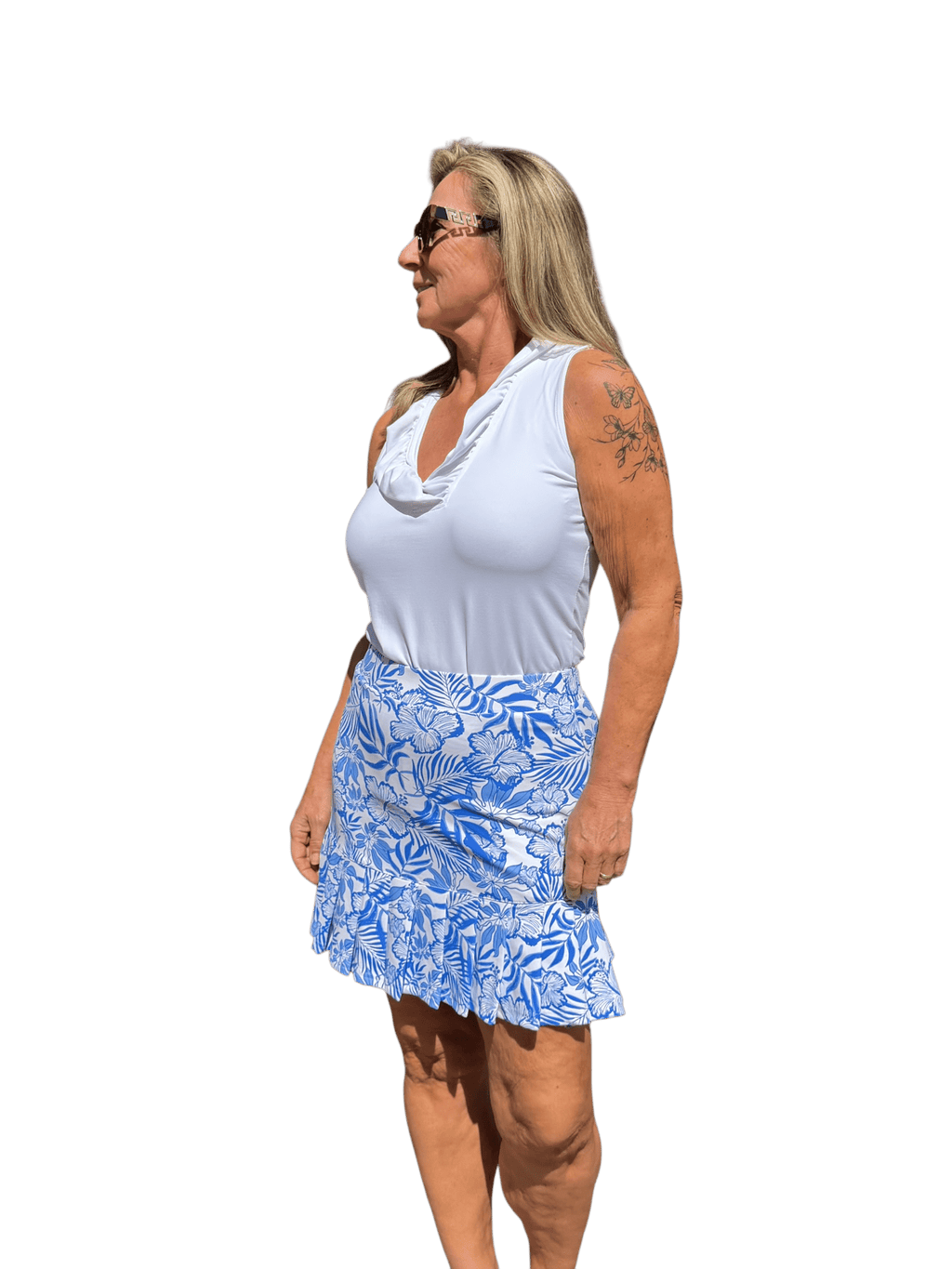 Pull - on Flounce Skort with UPF50+ Summer Breeze Blue - Back of the Bay Boutique
