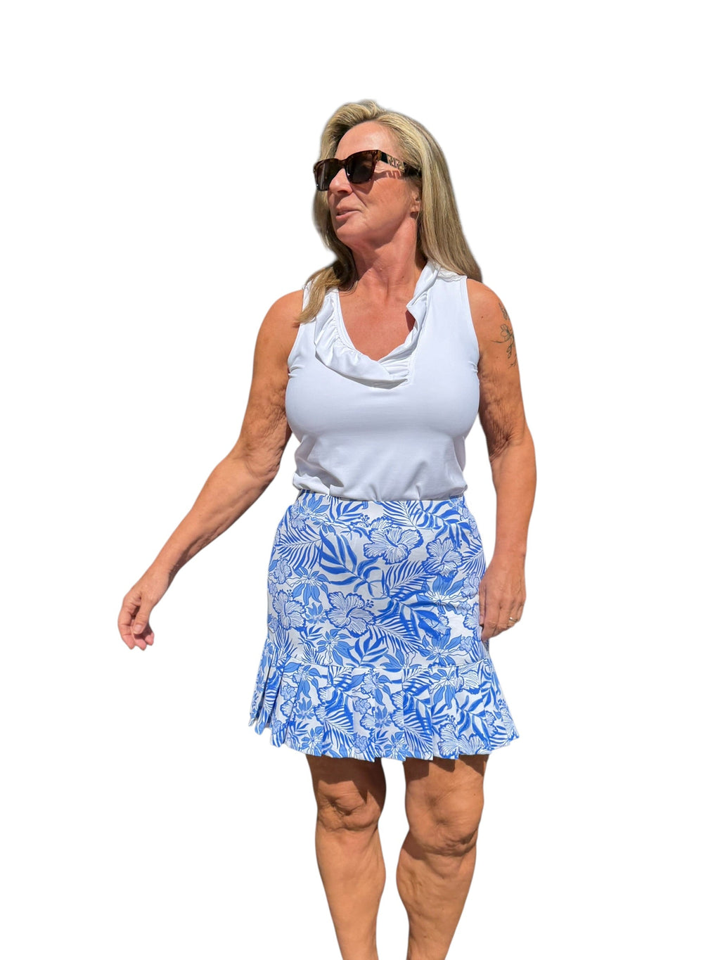 Pull - on Flounce Skort with UPF50+ Summer Breeze Blue - Back of the Bay Boutique
