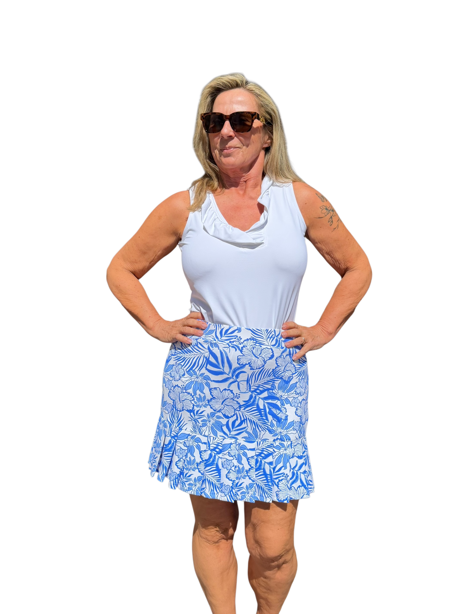 Pull - on Flounce Skort with UPF50+ Summer Breeze Blue - Back of the Bay Boutique