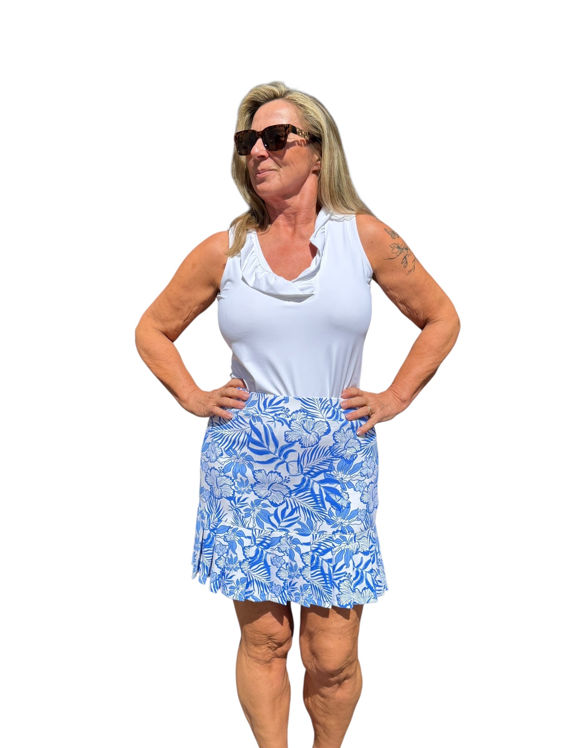 Pull - on Flounce Skort with UPF50+ Summer Breeze Blue - Back of the Bay Boutique
