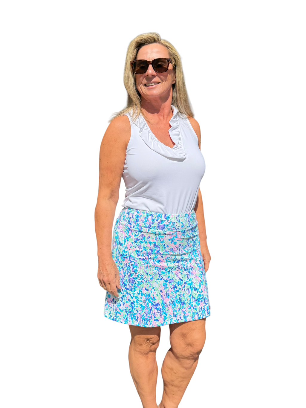 Pull - on Zip Skort with UPF50+ Confetti Pastel - Back of the Bay Boutique