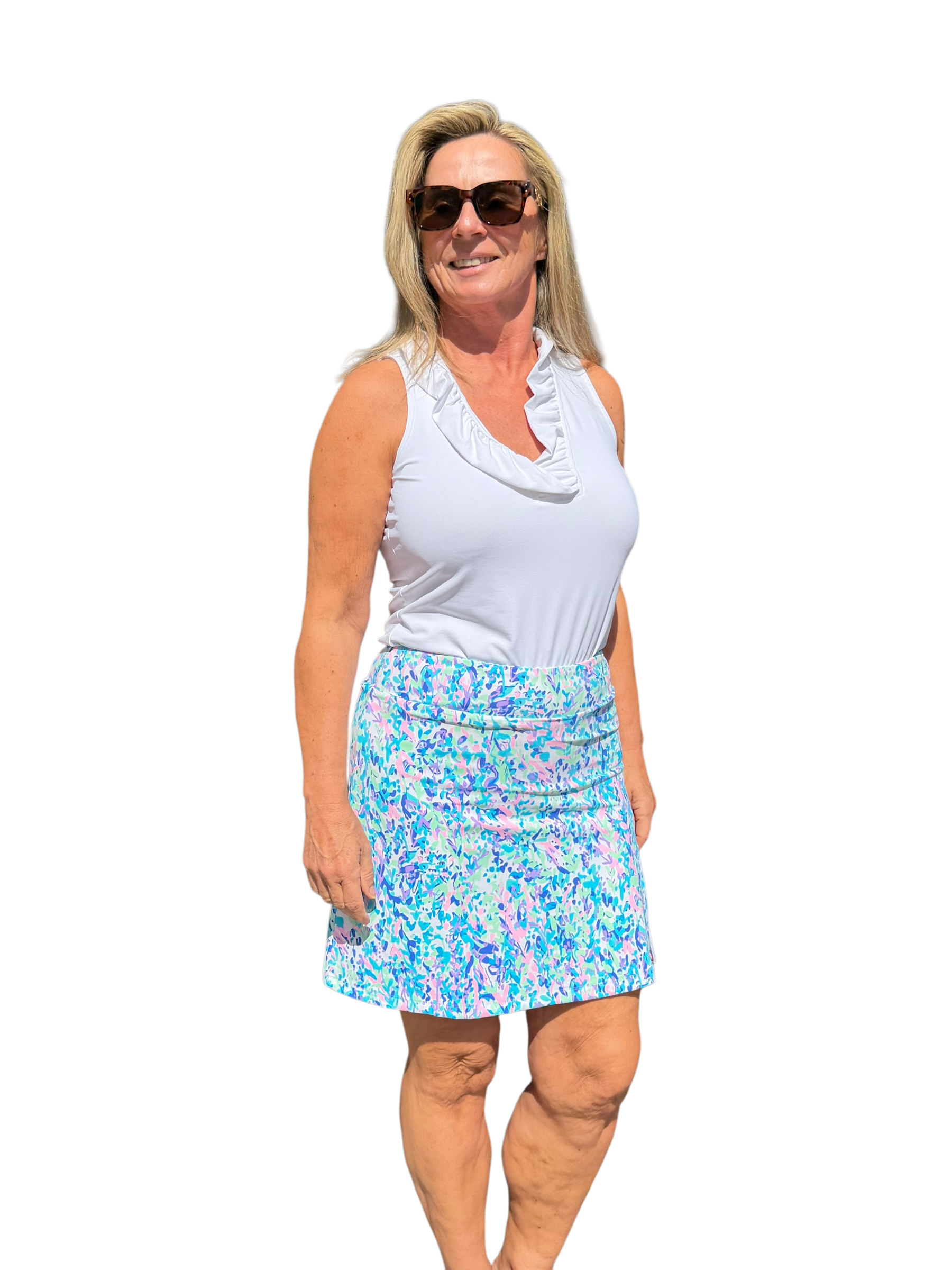 Pull - on Zip Skort with UPF50+ Confetti Pastel - Back of the Bay Boutique