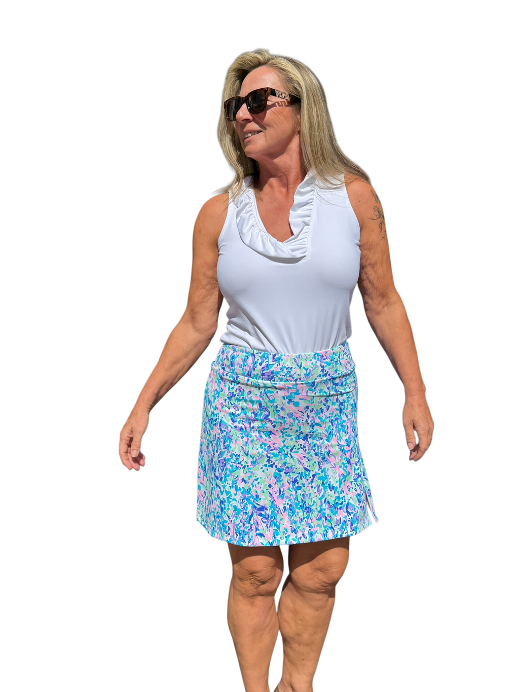 Pull - on Zip Skort with UPF50+ Confetti Pastel - Back of the Bay Boutique