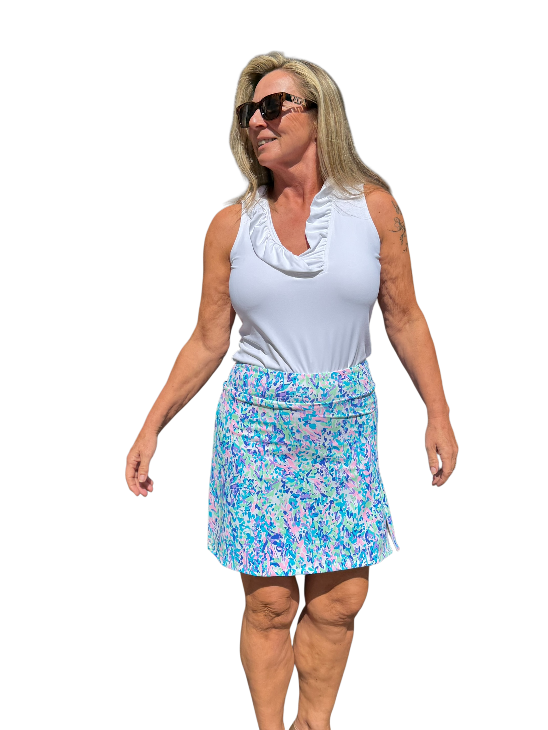 Pull - on Zip Skort with UPF50+ Confetti Pastel - Back of the Bay Boutique