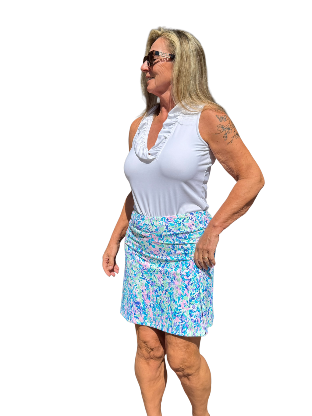 Pull - on Zip Skort with UPF50+ Confetti Pastel - Back of the Bay Boutique