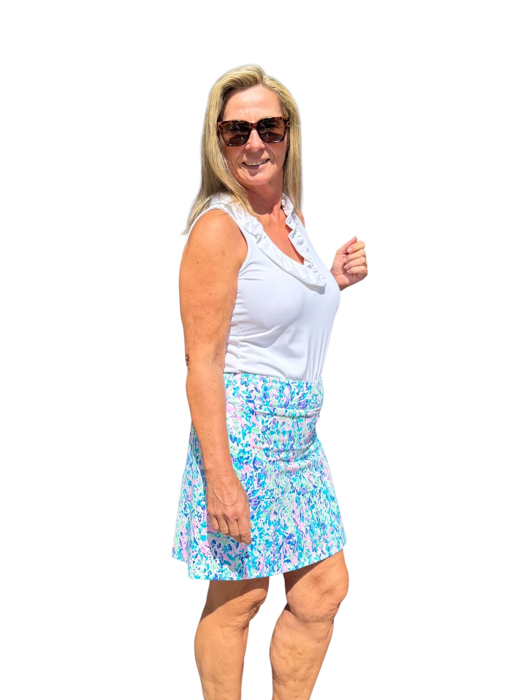 Pull - on Zip Skort with UPF50+ Confetti Pastel - Back of the Bay Boutique