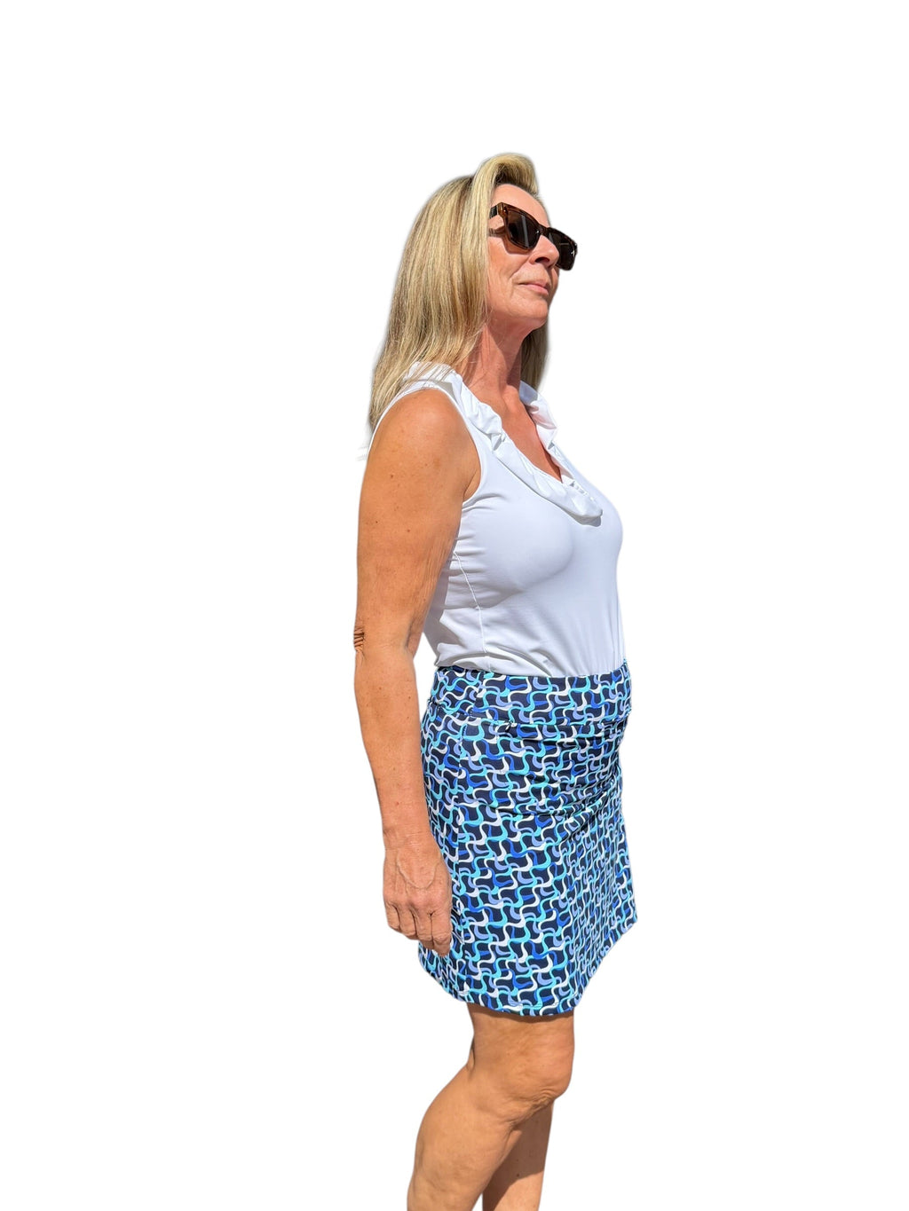 Pull - on Zip Skort with UPF50+ Navy Waves - Back of the Bay Boutique