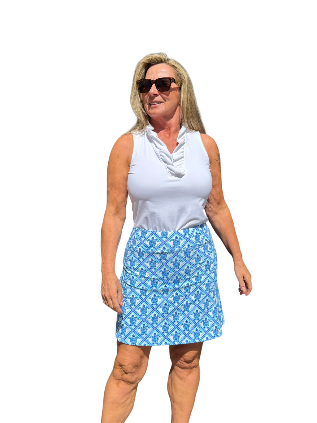 Pull - on Zip Skort with UPF50+ Blue Turtles - Back of the Bay Boutique