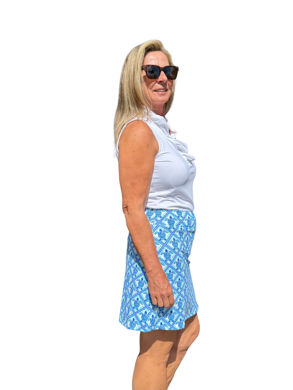 Pull - on Zip Skort with UPF50+ Blue Turtles - Back of the Bay Boutique
