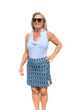 Pull - on Zip Skort with UPF50+ Geometric Lines Navy - Back of the Bay Boutique
