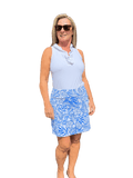 Pull - on Zip Skort with UPF50+ Summer Breeze Blue - Back of the Bay Boutique