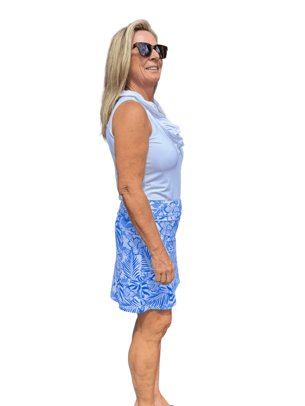 Pull - on Zip Skort with UPF50+ Summer Breeze Blue - Back of the Bay Boutique