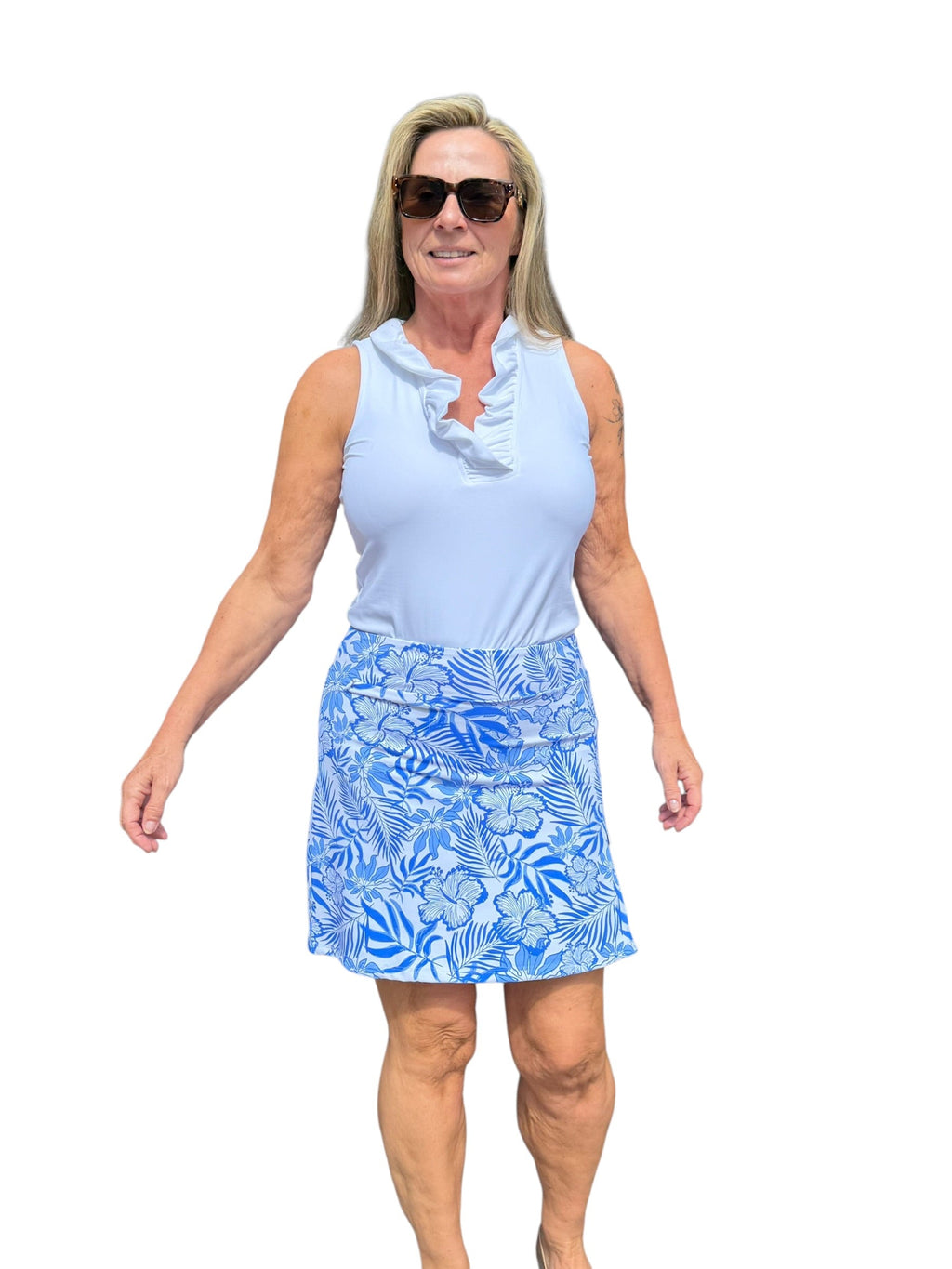 Pull - on Zip Skort with UPF50+ Summer Breeze Blue - Back of the Bay Boutique