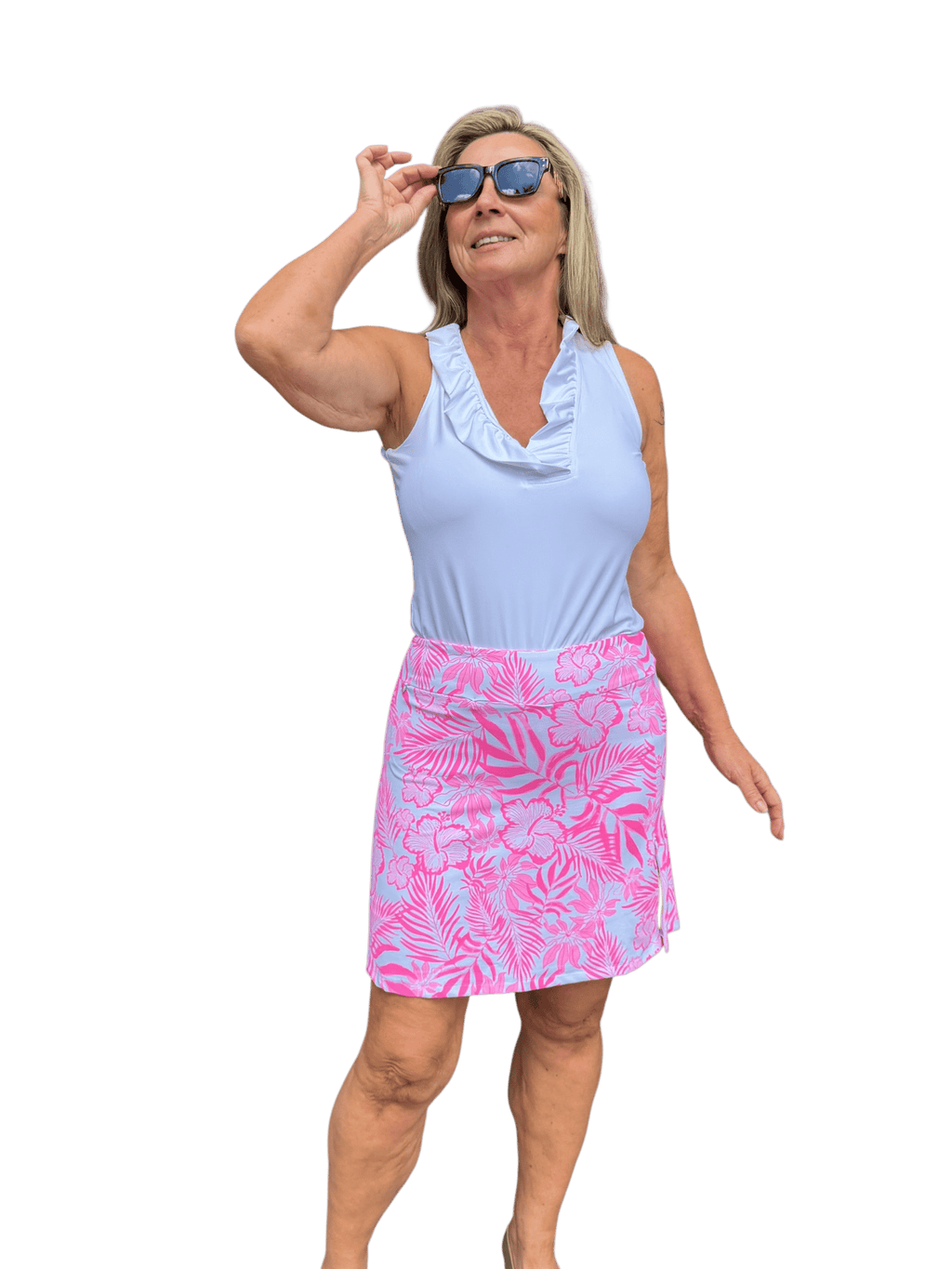 Pull - on Zip Skort with UPF50+ Summer Breeze Pink - Back of the Bay Boutique