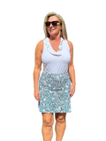 Pull - on Zip Skort with UPF50+ Ocean Shells Black - Back of the Bay Boutique