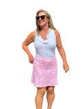 Pull - on Zip Skort with UPF50+ Ocean Shells Pink - Back of the Bay Boutique