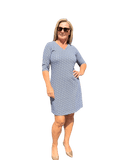 Elbow - Sleeve Travel Dress with UPF50+ Nautical Ropes Navy - Back of the Bay Boutique