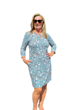 Notched V - Neck Travel Dress with UPF50+ Ocean Shells Black - Back of the Bay Boutique
