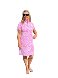 Polo - Collar Quarterzip Short - Sleeve Dress Summer Breeze Pink - Back of the Bay Boutique