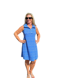 Zipper Swing Dress with UPF50+ Geometric Lines Peri - Back of the Bay Boutique