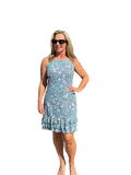 Sleeveless Dress with Ruffles with UPF50+ Ocean Shells Black - Back of the Bay Boutique