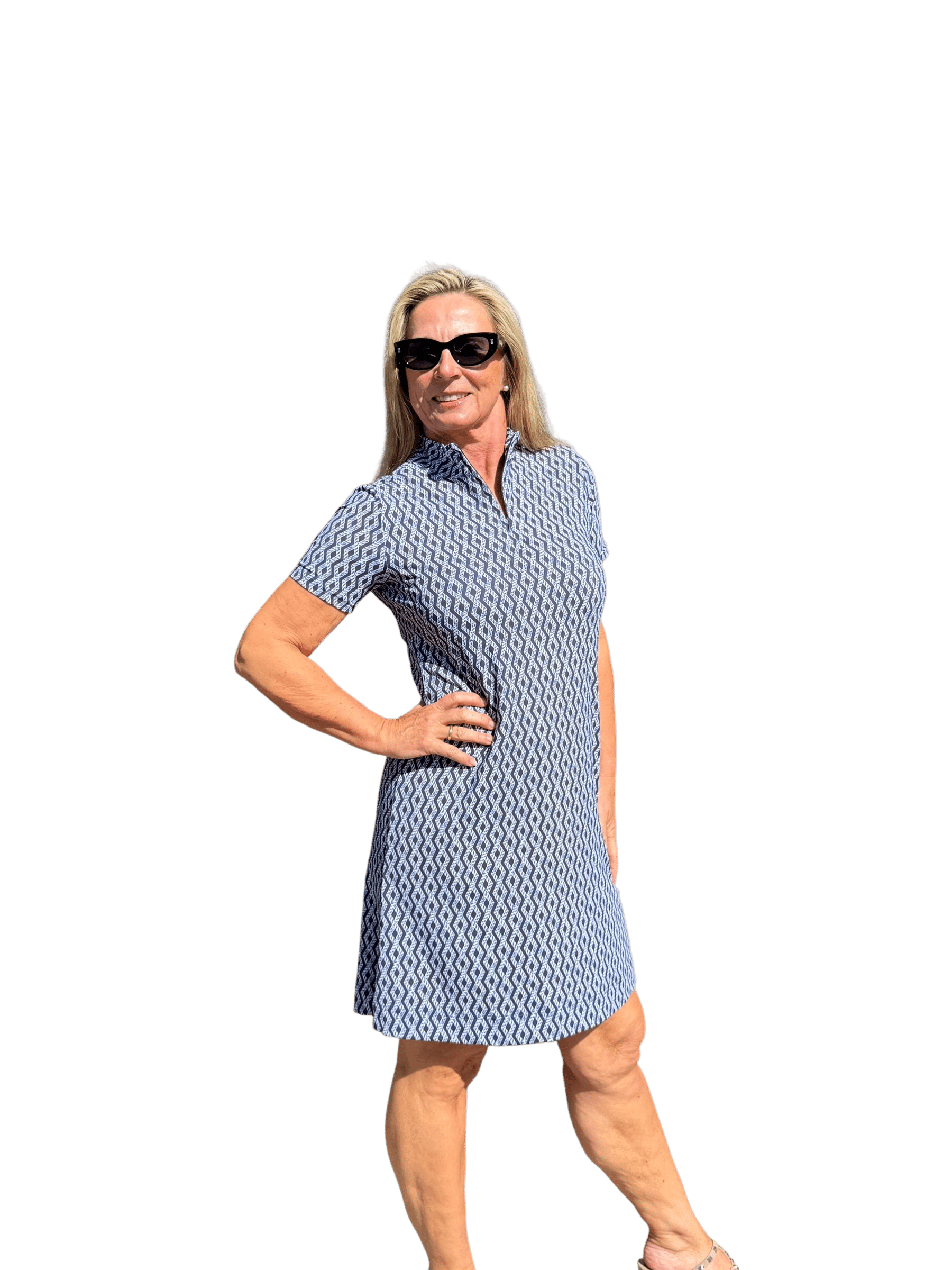 Polo - Collar Quarterzip Short - Sleeve Dress Nautical Ropes Navy - Back of the Bay Boutique
