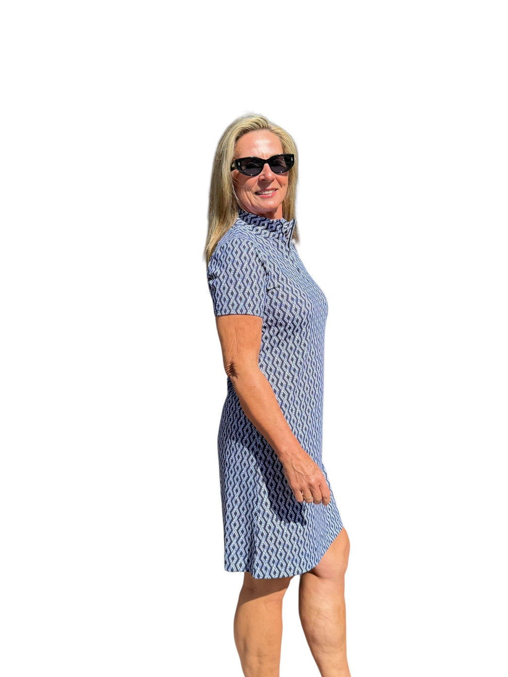 Polo - Collar Quarterzip Short - Sleeve Dress Nautical Ropes Navy - Back of the Bay Boutique