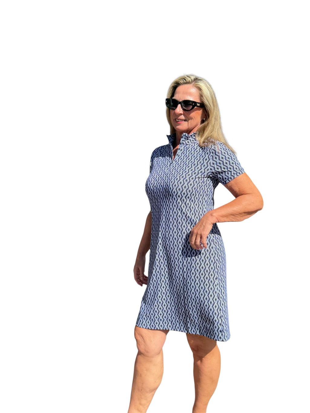 Polo - Collar Quarterzip Short - Sleeve Dress Nautical Ropes Navy - Back of the Bay Boutique