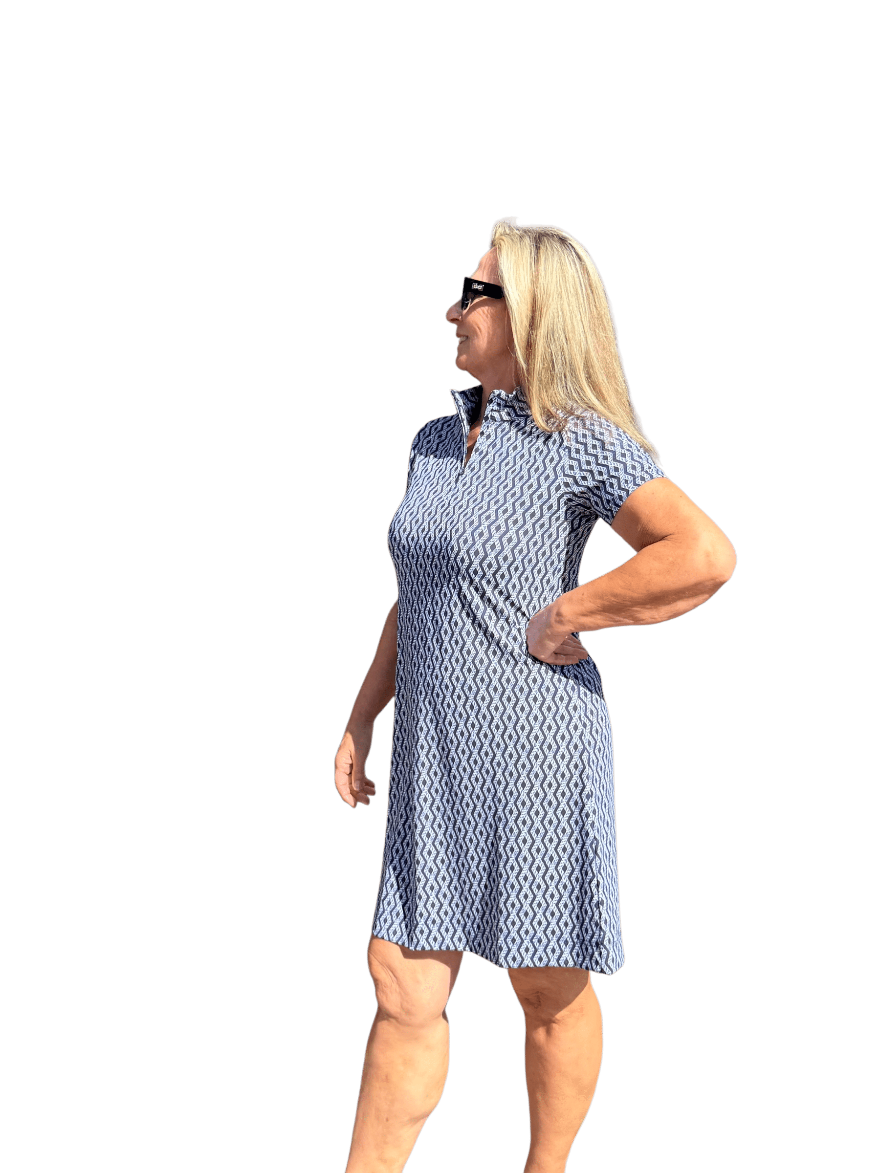 Polo - Collar Quarterzip Short - Sleeve Dress Nautical Ropes Navy - Back of the Bay Boutique