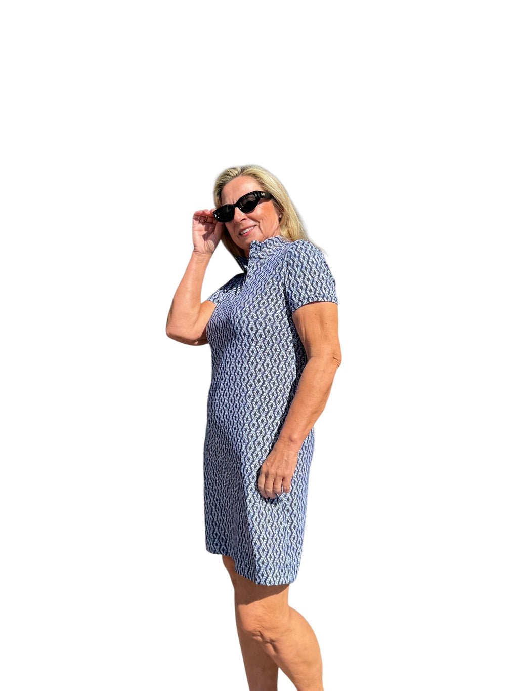 Polo - Collar Quarterzip Short - Sleeve Dress Nautical Ropes Navy - Back of the Bay Boutique