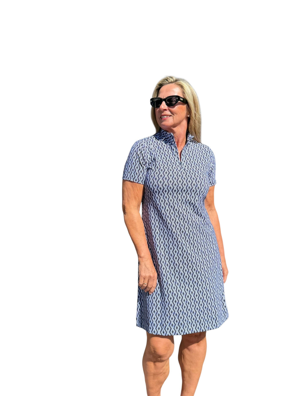 Polo - Collar Quarterzip Short - Sleeve Dress Nautical Ropes Navy - Back of the Bay Boutique