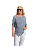 Asymmetrical Hemline Top with UPF50+ Nautical Ropes Navy - Back of the Bay Boutique