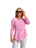 Asymmetrical Hemline Top with UPF50+ Summer Breeze Pink - Back of the Bay Boutique