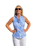 Ruffle - Neck Top with UPF50+ Summer Breeze Blue - Back of the Bay Boutique