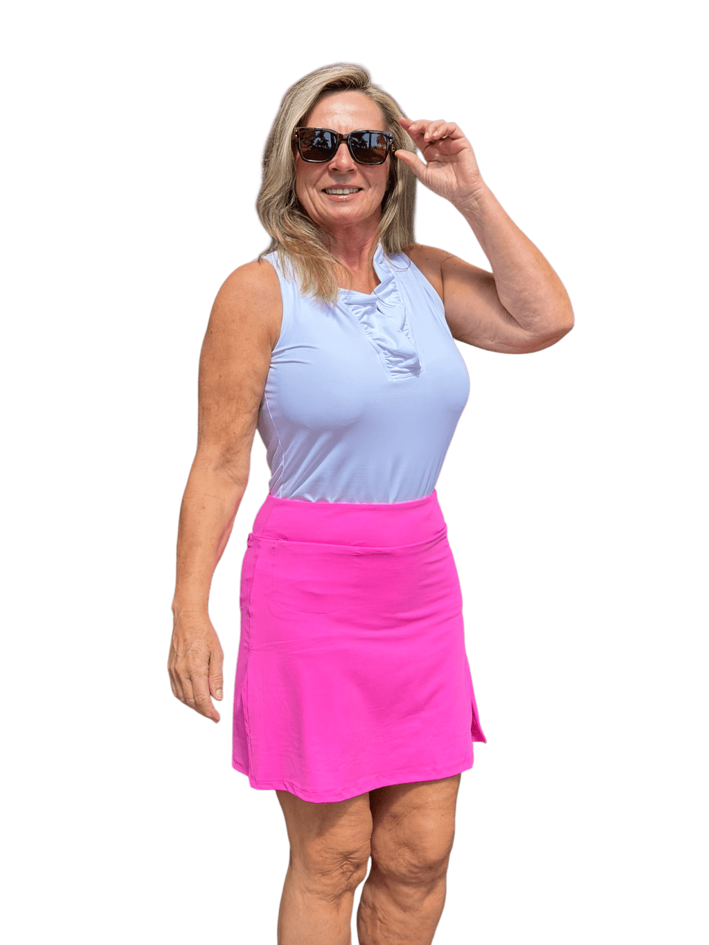 Pull - on Zip Skort with UPF50+ Bright Hot Pink - Back of the Bay Boutique