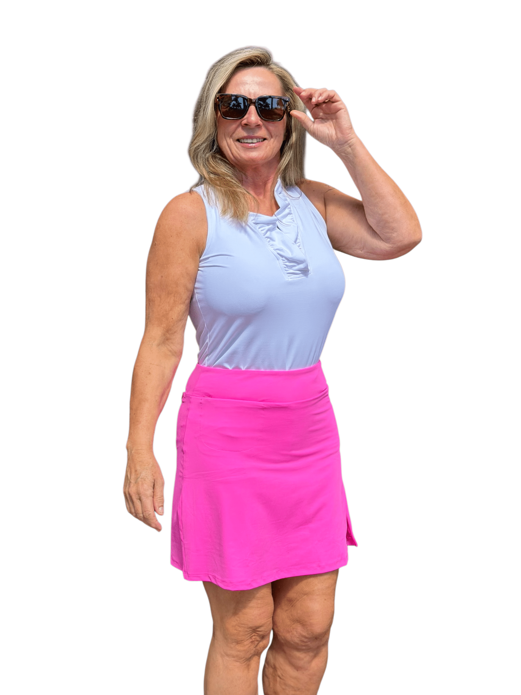Pull - on Zip Skort with UPF50+ Bright Hot Pink - Back of the Bay Boutique
