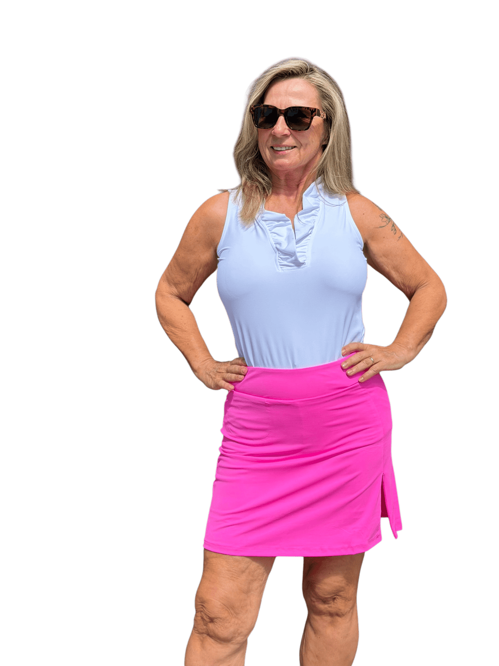 Pull - on Zip Skort with UPF50+ Bright Hot Pink - Back of the Bay Boutique
