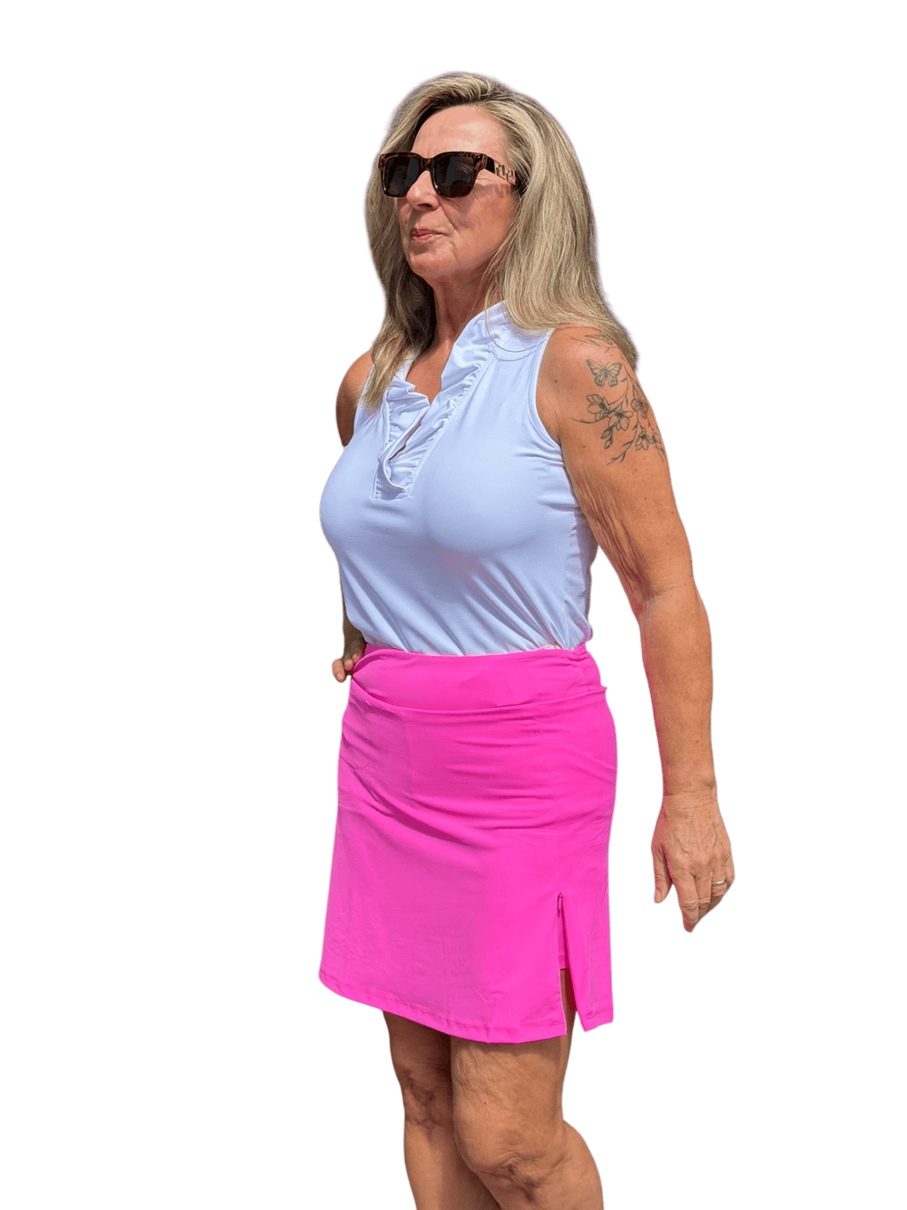 Pull - on Zip Skort with UPF50+ Bright Hot Pink - Back of the Bay Boutique