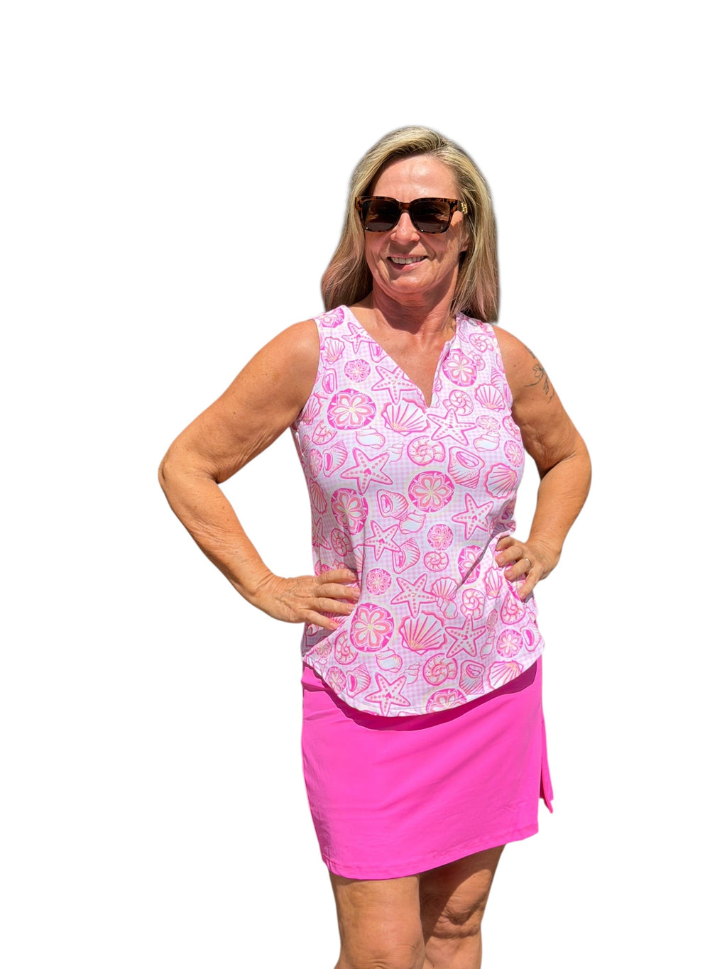 Pull - on Zip Skort with UPF50+ Bright Hot Pink - Back of the Bay Boutique
