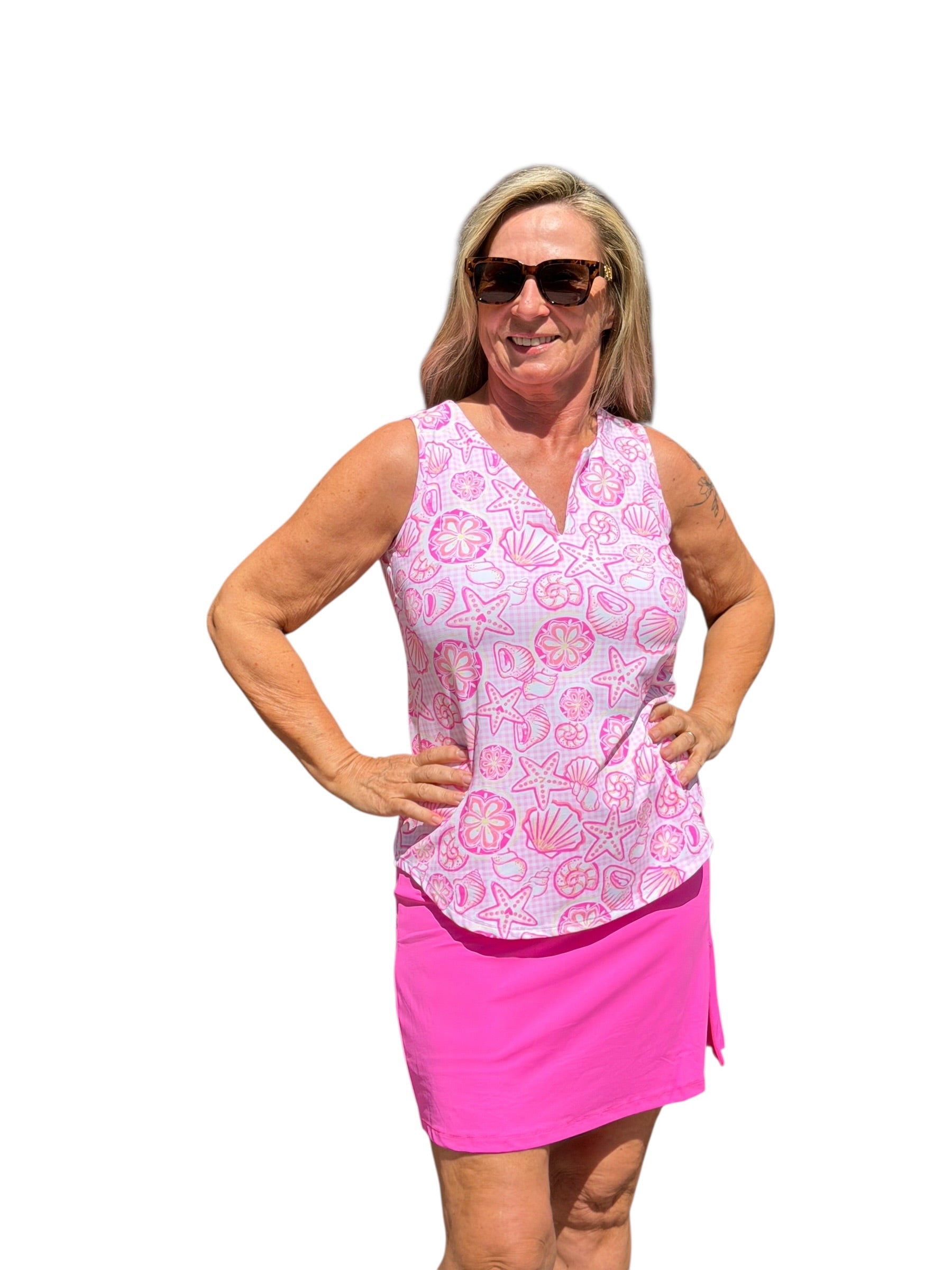 Pull - on Zip Skort with UPF50+ Bright Hot Pink - Back of the Bay Boutique