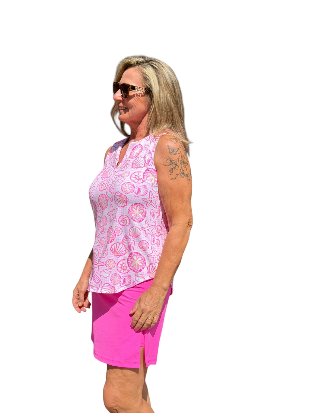 Pull - on Zip Skort with UPF50+ Bright Hot Pink - Back of the Bay Boutique
