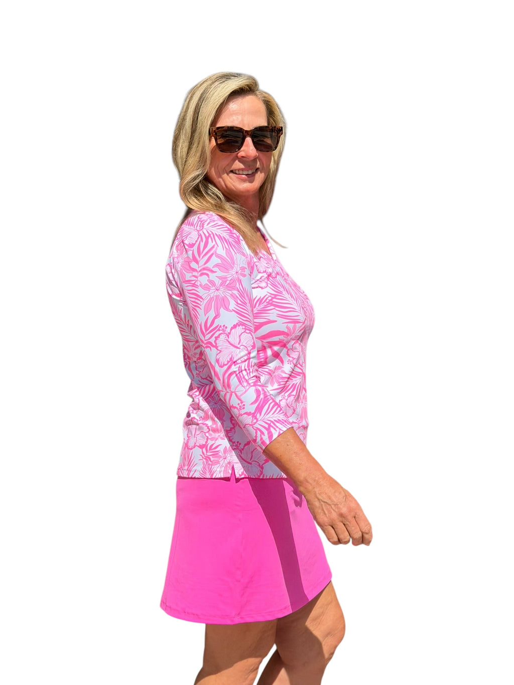 Pull - on Zip Skort with UPF50+ Bright Hot Pink - Back of the Bay Boutique