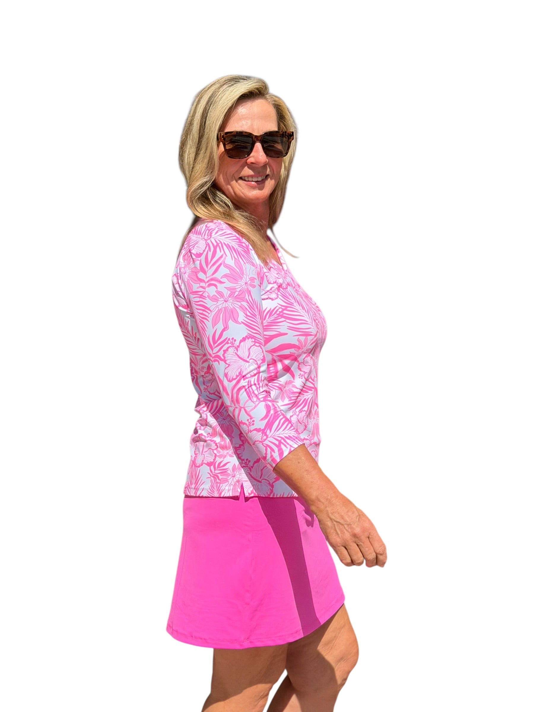 Pull - on Zip Skort with UPF50+ Bright Hot Pink - Back of the Bay Boutique