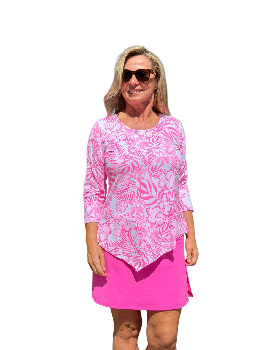 Pull - on Zip Skort with UPF50+ Bright Hot Pink - Back of the Bay Boutique