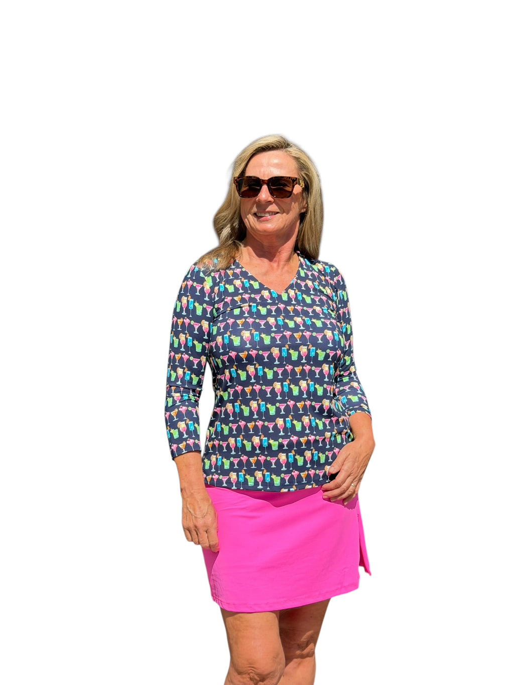 Pull - on Zip Skort with UPF50+ Bright Hot Pink - Back of the Bay Boutique