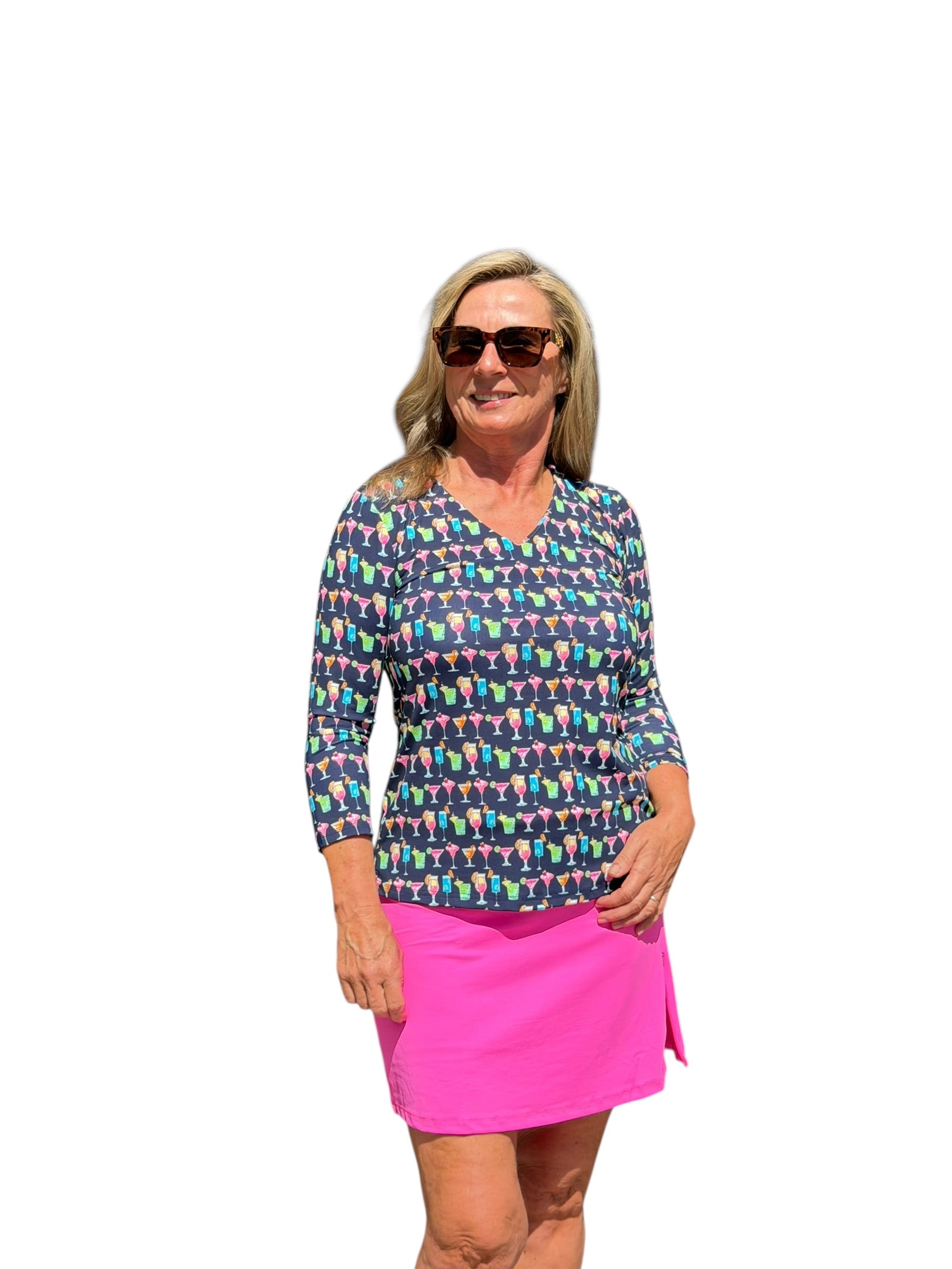 Pull - on Zip Skort with UPF50+ Bright Hot Pink - Back of the Bay Boutique