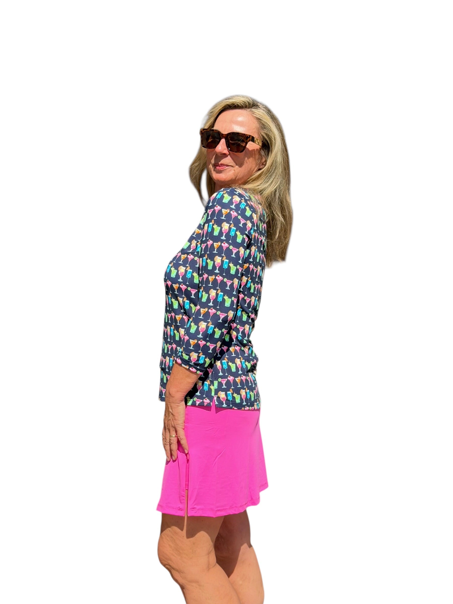 Pull - on Zip Skort with UPF50+ Bright Hot Pink - Back of the Bay Boutique